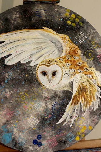 Obraz ręcznie malowany na płótnie sowa płomykówka