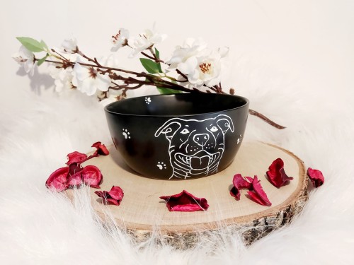 Wyjątkowa, ręcznie malowana miseczka Amstaff