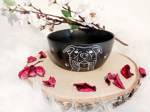 Wyjątkowa, ręcznie malowana miseczka Amstaff