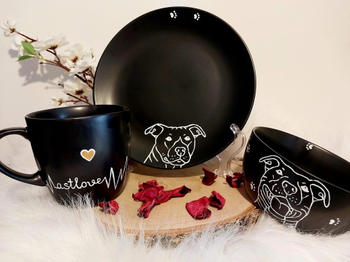 Wyjątkowy, ręcznie malowany zestaw Amstaff