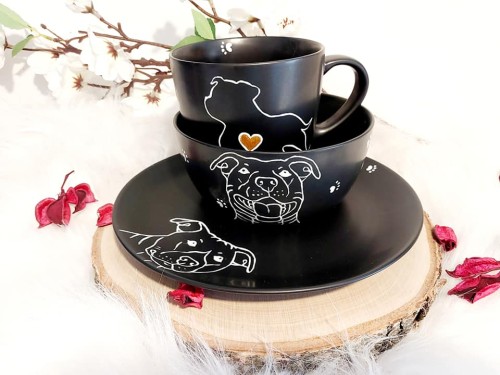 Wyjątkowy, ręcznie malowany zestaw Amstaff