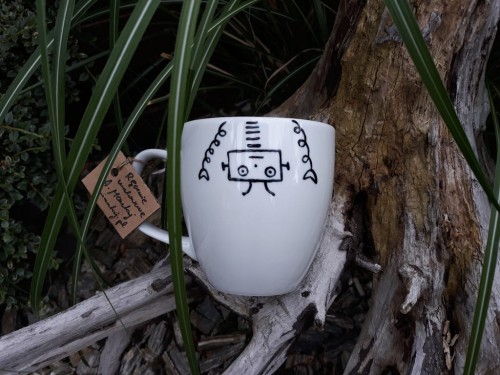 Unikatowy Kubek ręcznie malowany Od roboty są roboty XXL