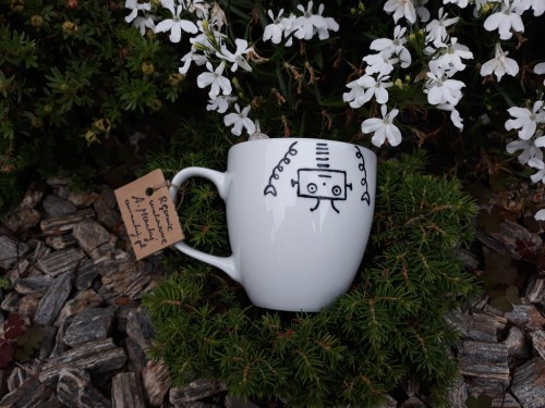 Unikatowy Kubek ręcznie malowany Od roboty są roboty XXL