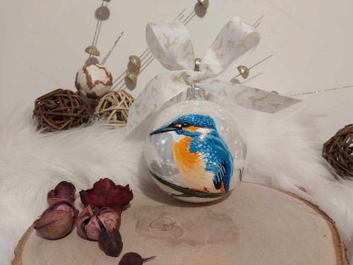 Wyjątkowa bombka choinkowa ręcznie malowana Ptak Zimorodek