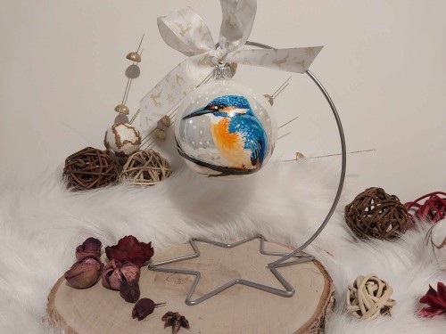 Wyjątkowa bombka choinkowa ręcznie malowana Ptak Zimorodek