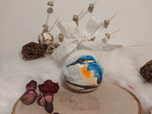 Wyjątkowa bombka choinkowa ręcznie malowana Ptak Zimorodek