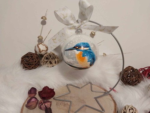 Wyjątkowa bombka choinkowa ręcznie malowana Ptak Zimorodek