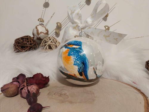 Wyjątkowa bombka choinkowa ręcznie malowana Ptak Zimorodek