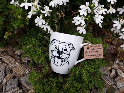 Unikatowy Kubek ręcznie malowany STAFFORDSHIRE BULL TERRIER