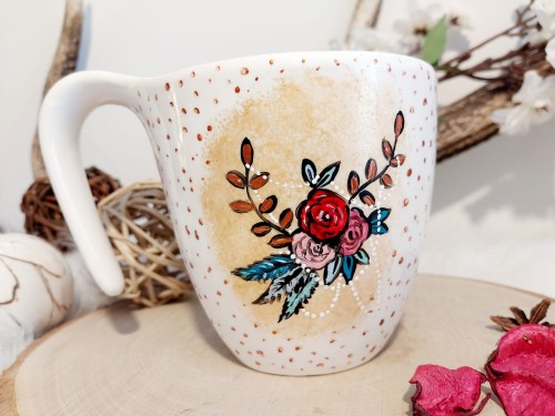 Wyjątkowy, ręcznie malowany kubek Czaszka, Szaman.