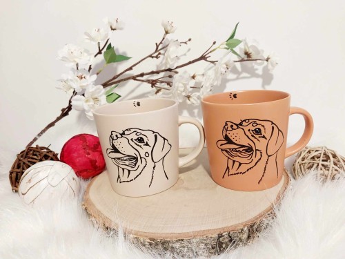 Wyjątkowy, ręcznie malowany kubek Rottweiler.