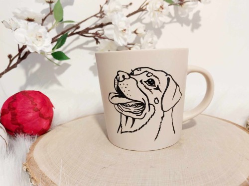 Wyjątkowy, ręcznie malowany kubek Rottweiler.