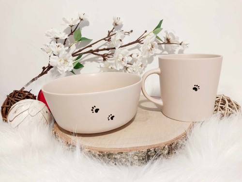 Wyjątkowy, ręcznie malowany zestaw Rottweiler.