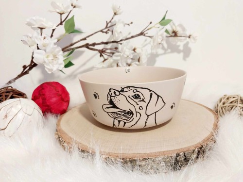 Wyjątkowa, ręcznie malowana miseczka Rottweiler.