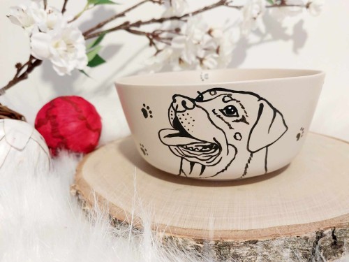 Wyjątkowa, ręcznie malowana miseczka Rottweiler.