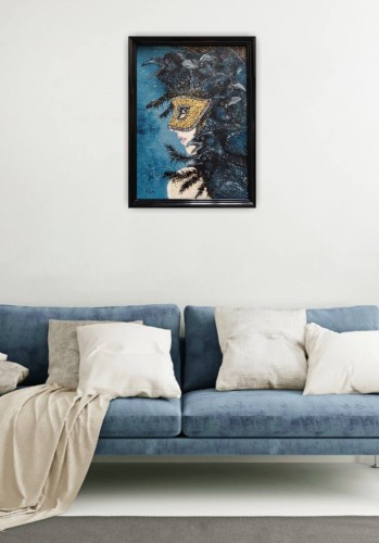 Obraz ręcznie malowany na płótnie Tańcząca z krukami