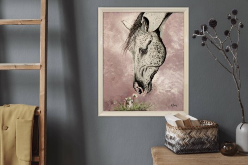 Obraz ręcznie malowany na płótnie koń i mysz SMACZNEGO