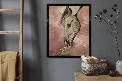 Obraz ręcznie malowany na płótnie koń i mysz SMACZNEGO