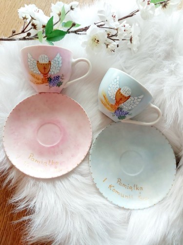 Wyjątkowa, ręcznie malowana filiżanka I Komunia Święta.