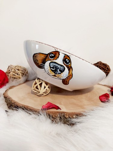 Wyjątkowy, ręcznie malowany zestaw Beagle.
