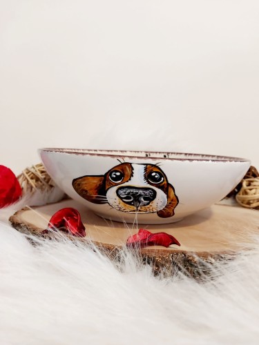 Wyjątkowy, ręcznie malowany zestaw Beagle.
