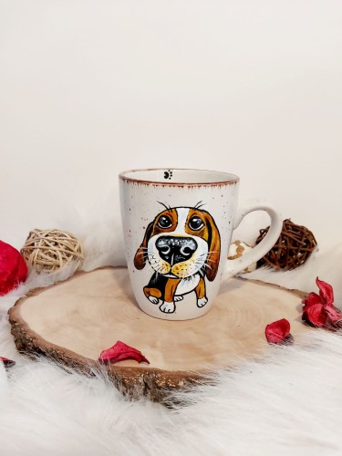 Wyjątkowy, ręcznie malowany zestaw Beagle.