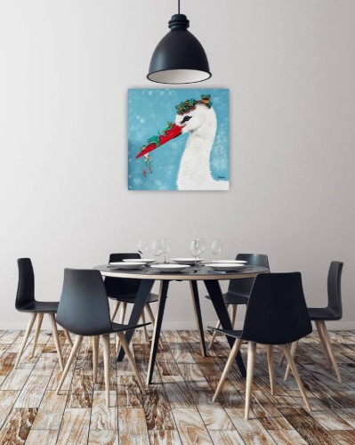 Obraz ręcznie malowany na płótnie Bocian i żaby