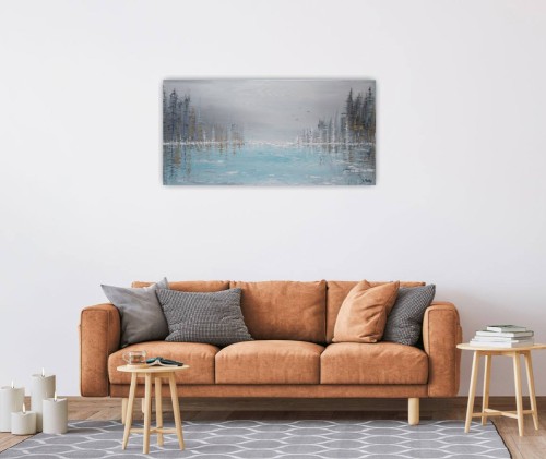 Obraz ręcznie malowany na płótnie Cisza 80x40 cm