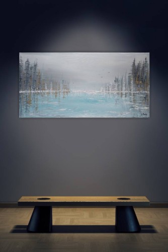 Obraz ręcznie malowany na płótnie Cisza 80x40 cm