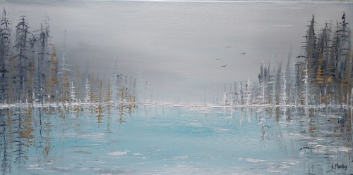 Obraz ręcznie malowany na płótnie Cisza 80x40 cm