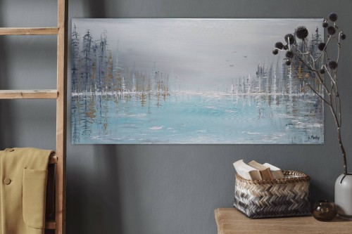 Obraz ręcznie malowany na płótnie Cisza 80x40 cm