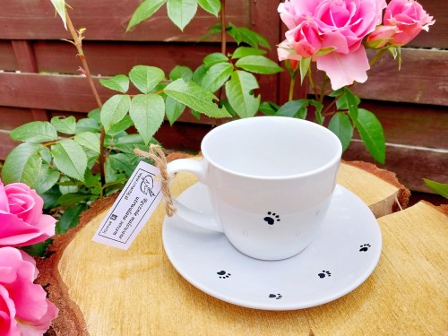 Wyjątkowa, ręcznie malowana filiżanka pies staffik.