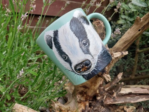Kubek ręcznie malowany  Borsuk
