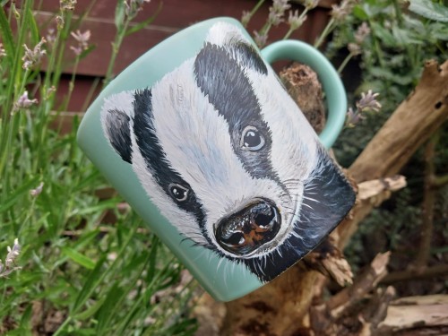 Kubek ręcznie malowany  Borsuk