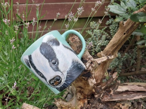 Kubek ręcznie malowany  Borsuk