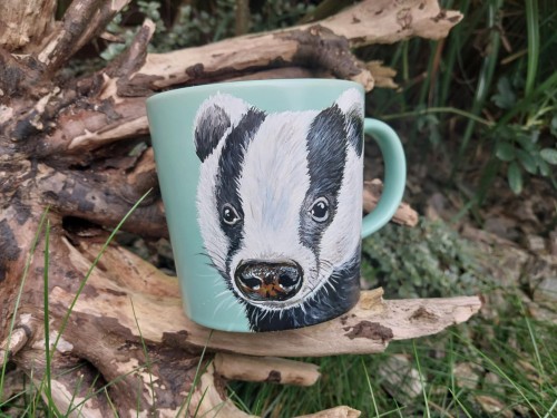 Kubek ręcznie malowany  Borsuk