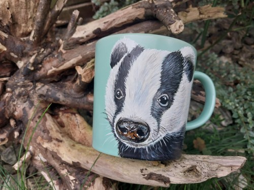 Kubek ręcznie malowany  Borsuk