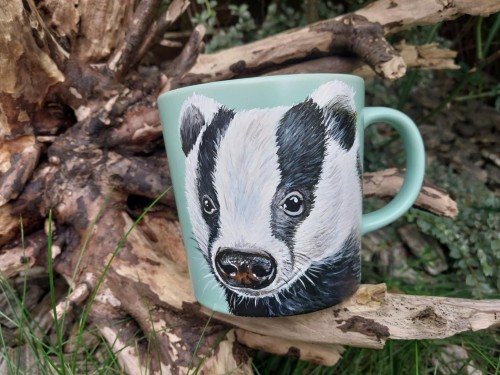 Kubek ręcznie malowany  Borsuk