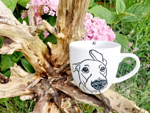 Wyjątkowy, ręcznie malowany kubek pies Owczarek niemiecki.