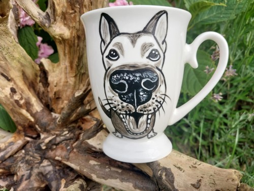 Wyjątkowy, ręcznie malowany kubek pies Owczarek niemiecki.