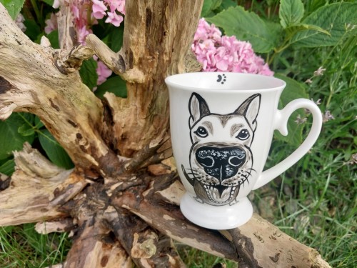 Wyjątkowy, ręcznie malowany kubek pies Owczarek niemiecki.
