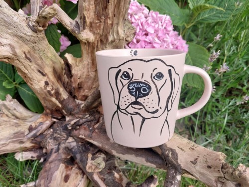 Wyjątkowy, ręcznie malowany kubek pies labrador