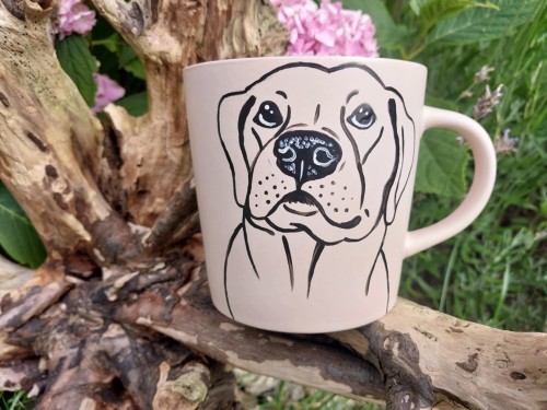 Wyjątkowy, ręcznie malowany kubek pies labrador