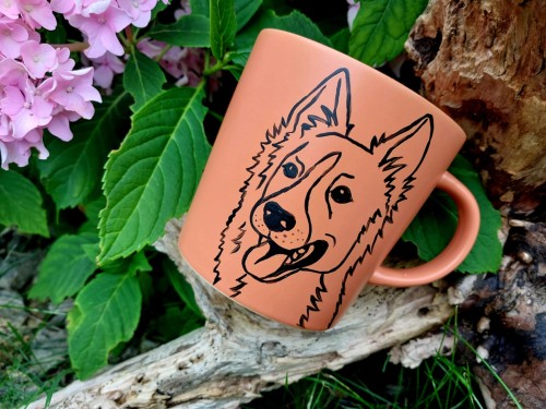 Wyjątkowy, ręcznie malowany kubek pies Border collie.