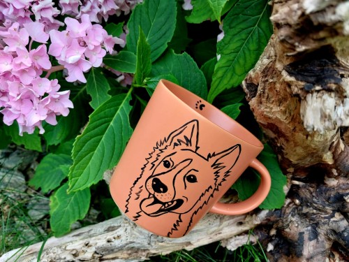 Wyjątkowy, ręcznie malowany kubek pies Border collie.