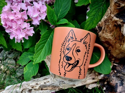 Wyjątkowy, ręcznie malowany kubek pies Border collie.