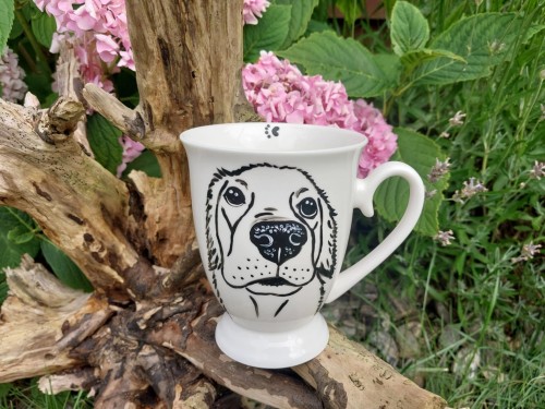 Wyjątkowy, ręcznie malowany kubek pies Golden Retriever.