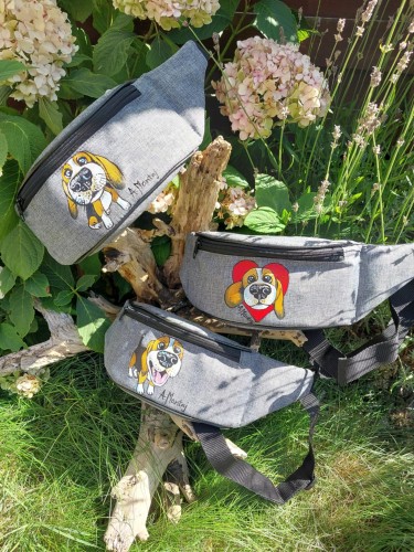 Wyjątkowa ręcznie malowana nerka, saszetka biodrowa beagle