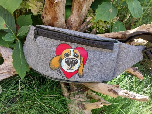 Wyjątkowa ręcznie malowana nerka, saszetka biodrowa beagle