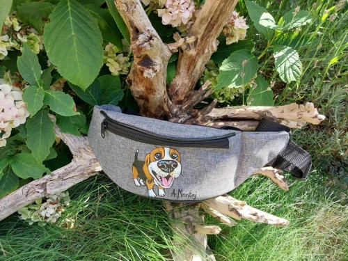 Wyjątkowa ręcznie malowana nerka, saszetka biodrowa beagle